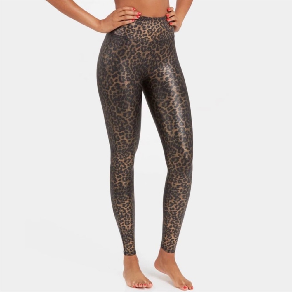 SPANX Faux Leather Animal Print Leggings